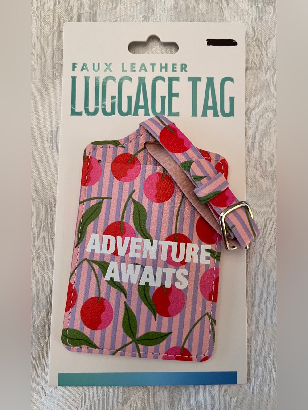 Pink Cherry Luggage Tag - Adventure Awaits